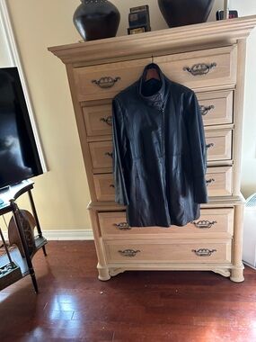 Classic Black Leather Zip-Front Jacket
